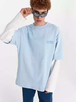 Футболка мужская голубая с надписью