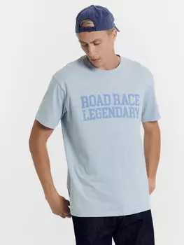 Футболка мужская голубая с пеатью