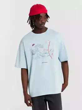 Футболка мужская голубая с принтом