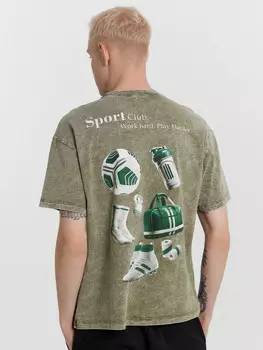 Футболка мужская хаки с принтом