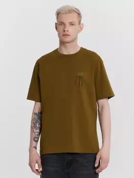 Футболка мужская хаки с вышивкой на груди