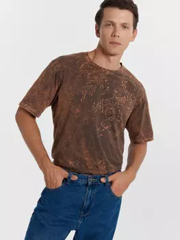 Футболка мужская коричневая с обработкой эйсид