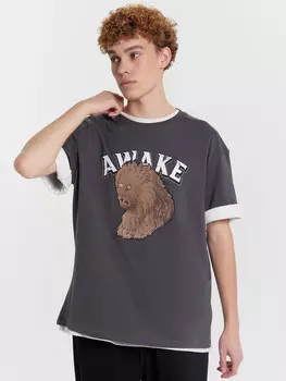 Футболка мужская коричневая с принтом