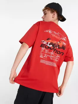 Футболка мужская красная с принтом