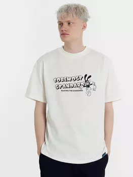 Футболка мужская молочно-бежевая с печатью