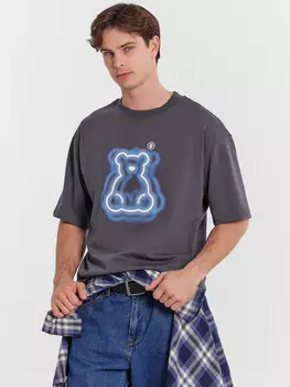 Футболка мужская оверсайз серая с принтом