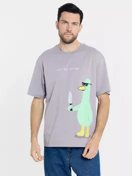 Футболка мужская пыльно-лиловая с печатью