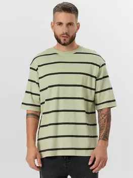 Футболка мужская салатовая в полоску