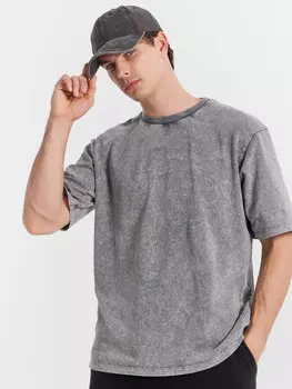 Футболка мужская серая с обработкой эйсид