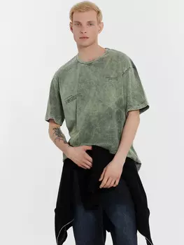 Футболка мужская серая с обработкой эйсид