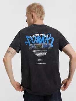 Футболка мужская серая с обработкой эйсид