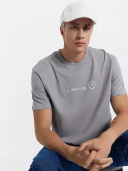 Футболка мужская серая с печатью