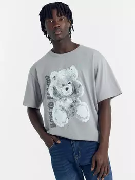 Футболка мужская серая с печатью