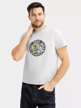 Футболка мужская серая с печатью