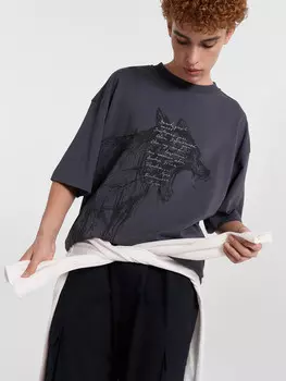 Футболка мужская серая с принтом