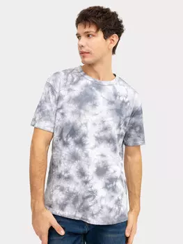 Футболка мужская серая в технике тай-дай