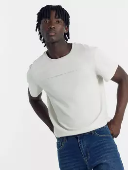 Футболка мужская серо-белая с печатью