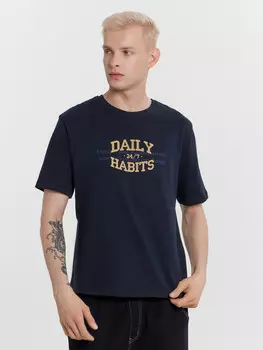 Футболка мужская синяя с надписью