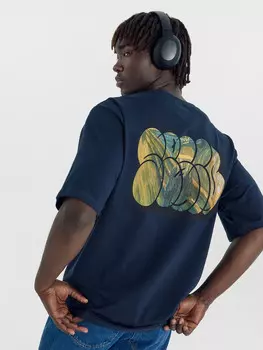 Футболка мужская синяя с печатью