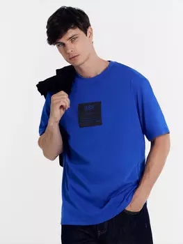 Футболка мужская синяя с печатью