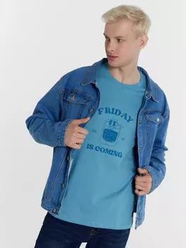 Футболка мужская синяя с печатью