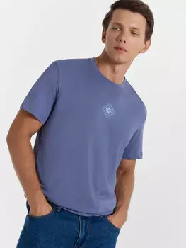 Футболка мужская синяя с печатью