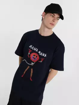 Футболка мужская синяя с принтом