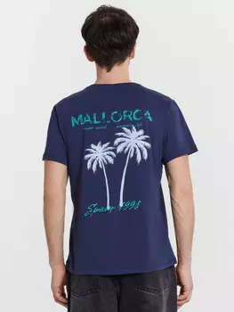 Футболка мужская синяя с принтом