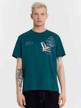 Футболка мужская синяя с принтом