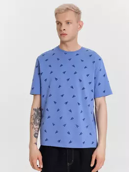 Футболка мужская синяя с принтом