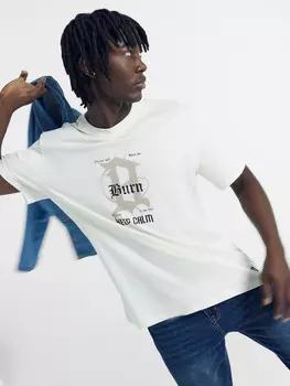 Футболка мужская светло-молочная с печатью