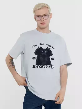 Футболка мужская туманно-голубая с печатью