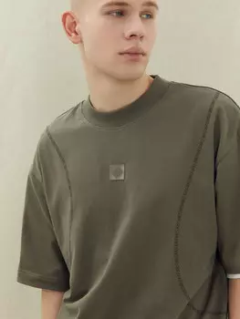 Футболка мужская в цвете хаки с печатью