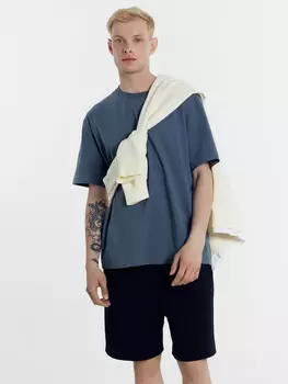 Футболка мужская в серо-синем цвете