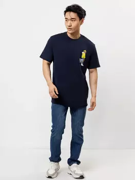 Футболка мужская в синем цвете с принтом