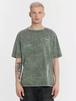 Футболка мужская зеленая с обработкой эйсид