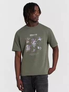Футболка мужская зеленая с принтом