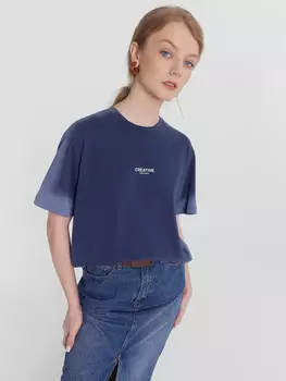 Футболка женская синяя с надписью