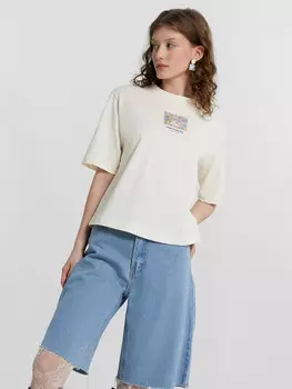 Футболка женская кремовая с принтом из коллекции art u wear