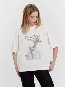 Футболка женская белая из коллекции «zakaзnik el’nya / заказник ельня»