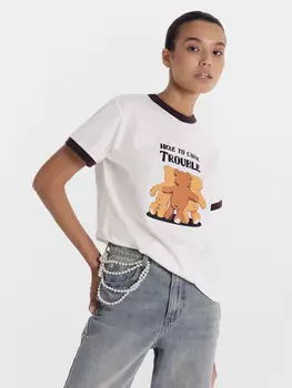 Футболка женская белая с мишками