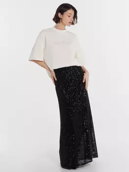 Футболка женская белая с надписью из страз