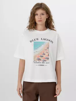 Футболка женская белая с принтом