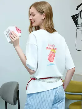 Футболка женская белая с принтом и надписью