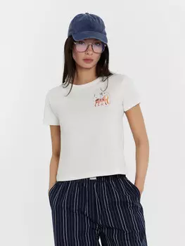 Футболка женская белая с принтом на груди