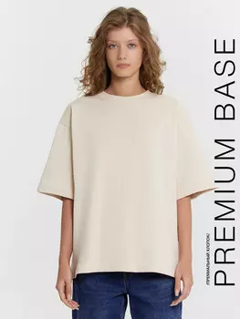 Футболка женская бежевая оверсайз