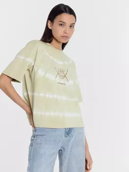 Футболка женская бежевая с дизайнерским принтом