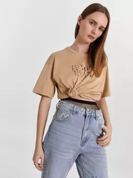 Футболка женская бежевая с надписью