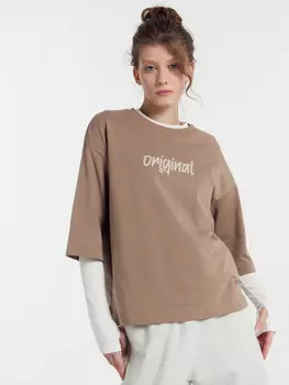 Футболка женская бежевая с печатью