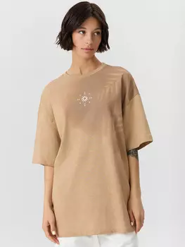 Футболка женская бежевая с принтом